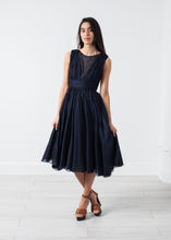 画像をギャラリービューアに読み込む, Voile V-Neck Dress in Navy