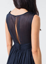 画像をギャラリービューアに読み込む, Voile V-Neck Dress in Navy