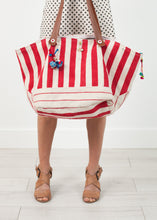 画像をギャラリービューアに読み込む, Woven Oversized Tote in Red Stripe